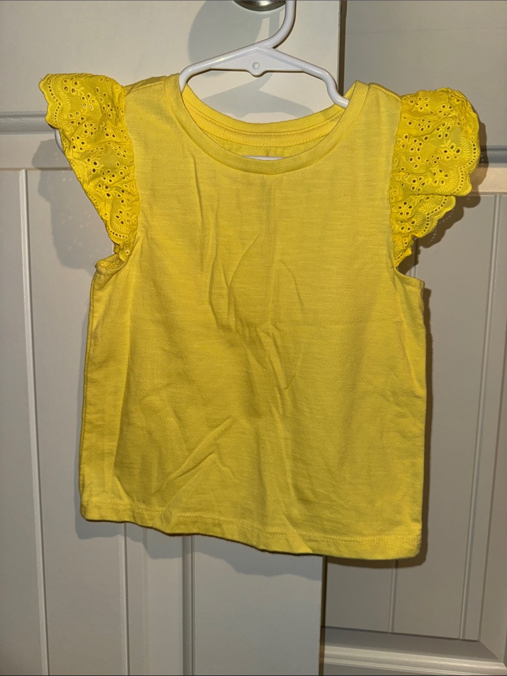Cat & Jack Yellow Eyelet Flutter Sleeve Tank Top